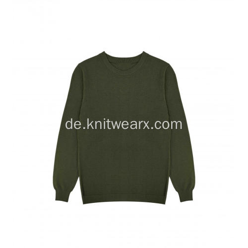 Herren Strickpullover mit Ananasstich aus Baumwolle mit Rundhalsausschnitt